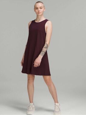 Lululemon Ribbed Cotton-Modal Sleeveless A-Line Dress in Cassis